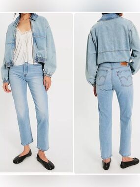 NEW Levi's Wedgie Straight Jeans Sz 27 High Rise Light Wash Denim Free People